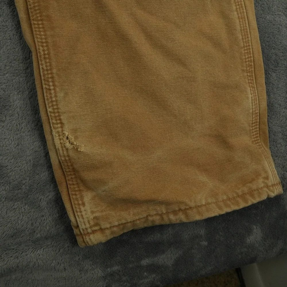 Carhartt B111 Carpenter Pants Men 36x32(34x31) Brown Flannel Lined Duck Canvas